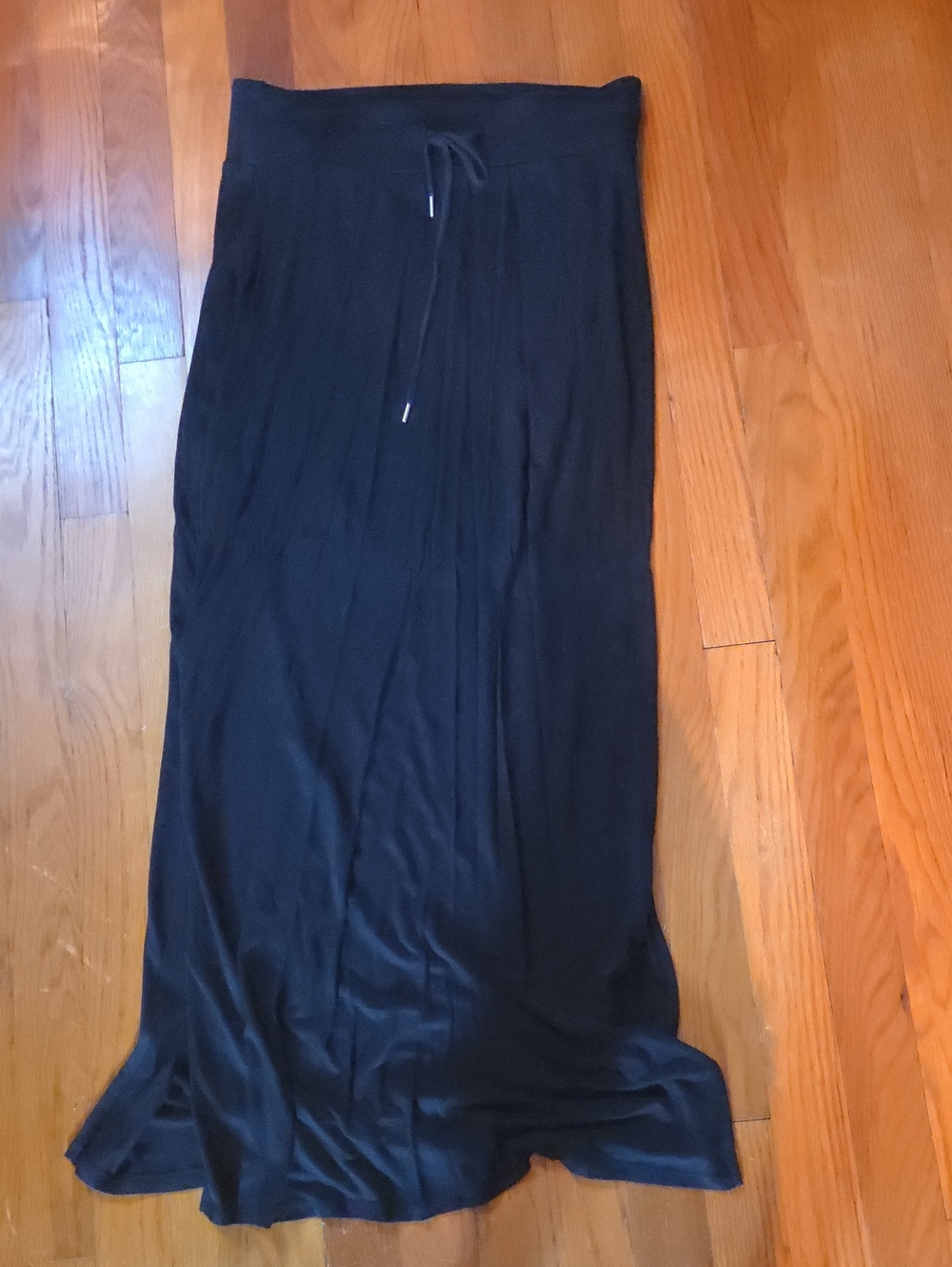 Women's Black Drawstring Maxi Skirt